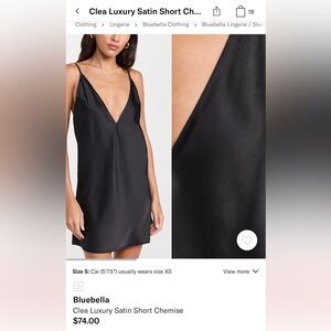 Bluebella Black Chemise Silky V-Neck Intimates